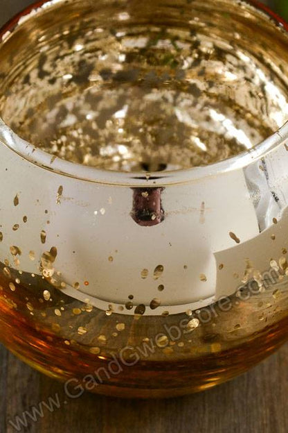 2&quot; X 2.5&quot; Mercury Candle Holder Gold Pkg/6