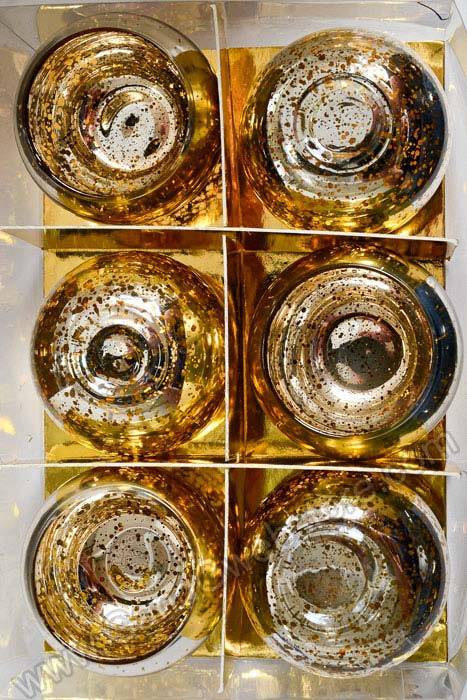2&quot; X 2.5&quot; Mercury Candle Holder Gold Pkg/6