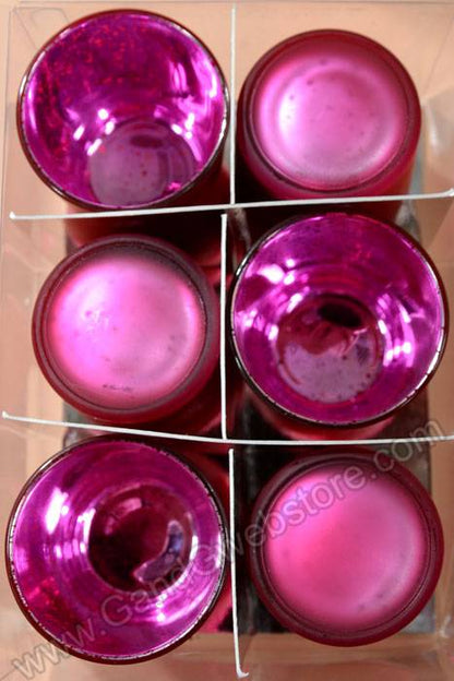 2.5" Frosted Mercury Glass Votive Holder Fuchsia Pkg/6