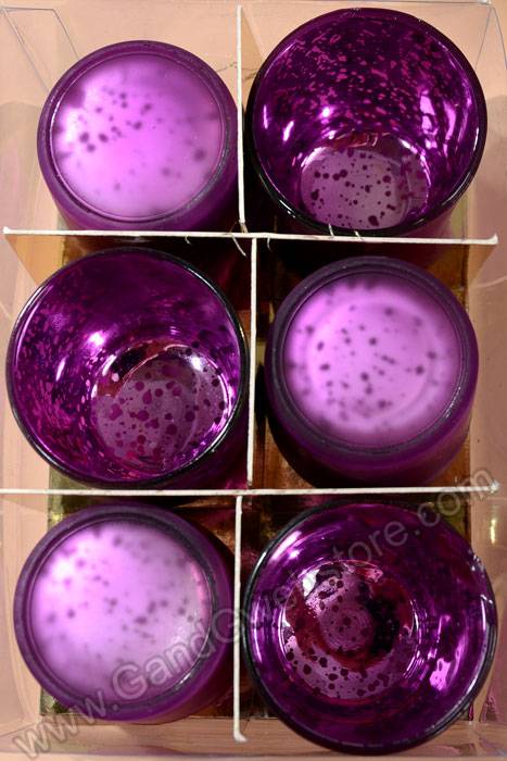 2.5&quot; Frosted Mercury Glass Votive Holder Purple Pkg/6