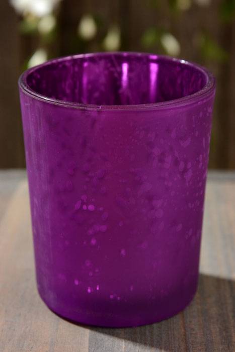 2.5&quot; Frosted Mercury Glass Votive Holder Purple Pkg/6