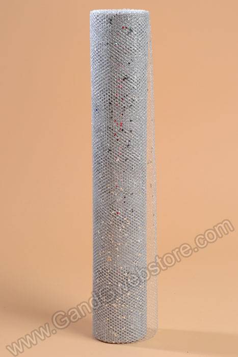 19" X 10yds Metallic Mesh W/glitter Silver
