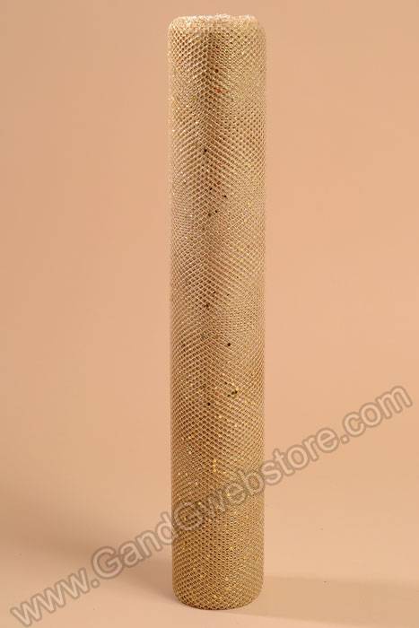 19" X 10yds Metallic Mesh W/glitter Gold