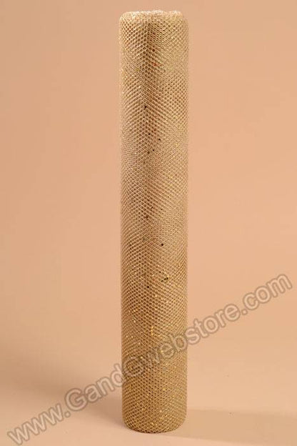 19" X 10yds Metallic Mesh W/glitter Gold