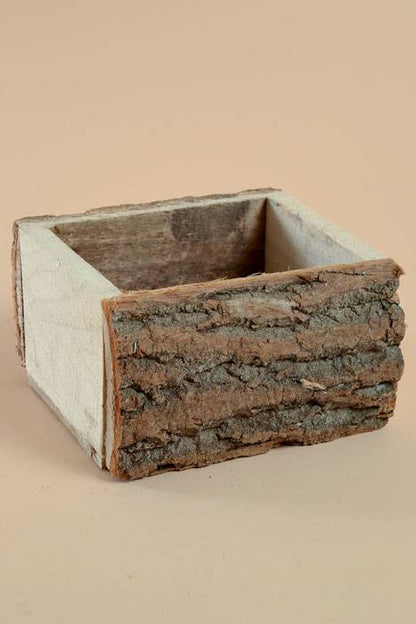 8" X 5.5" Wooden Log Box Natural