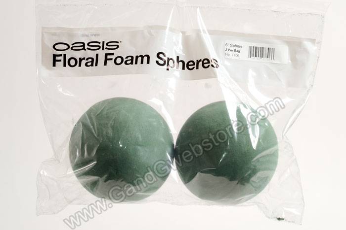 6" Floral Foam Sphere Green Pkg/2