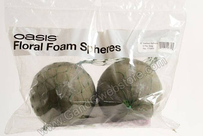 6" Netted Floral Foam Sphere Green Pkg/2