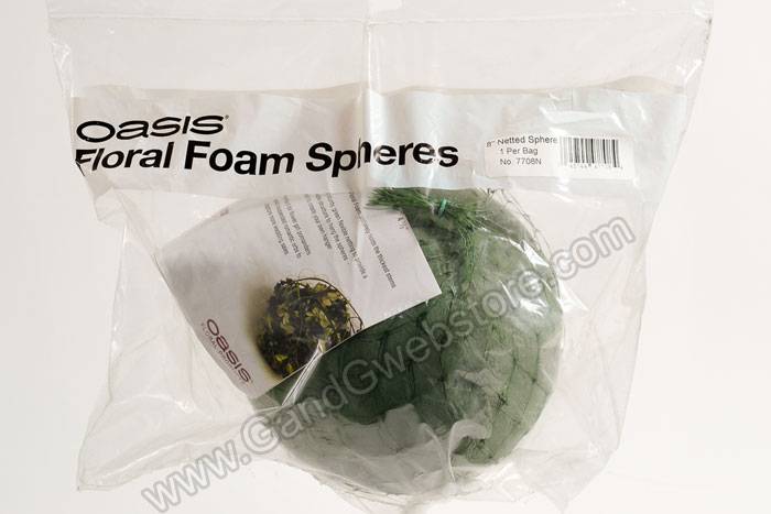 8" Netted Floral Foam Sphere Green