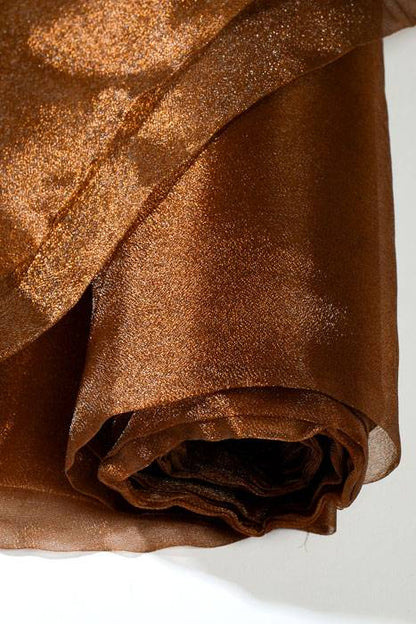 60" X 15yds Shimmer Organza Fabric Brown