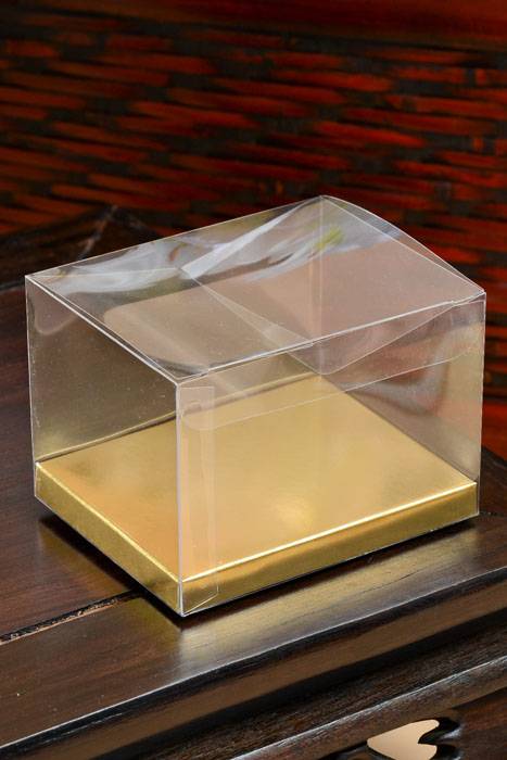 4" X 3" X 2.75" Box/gold Bottom Clear Pkg/12
