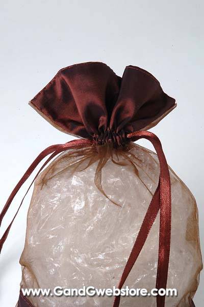6 X 9Ã¢â‚¬Â Organza/satin Pouches Brown Pkg/12