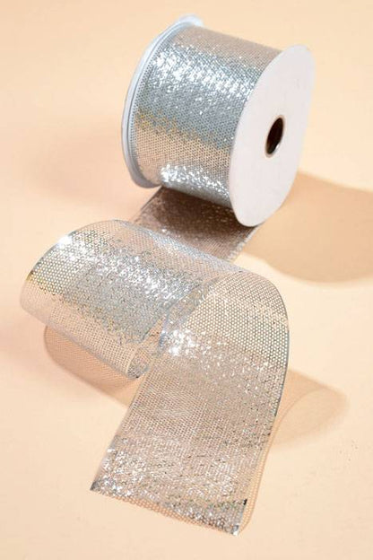 3.25" X 44yds Sieve Metallic Ribbon Silver