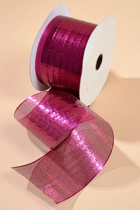 3.25" X 44yds Sieve Metallic Ribbon Fuchsia
