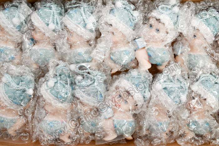 3.25" Ceramic Laying Baby Boy Light Blue Pkg/12