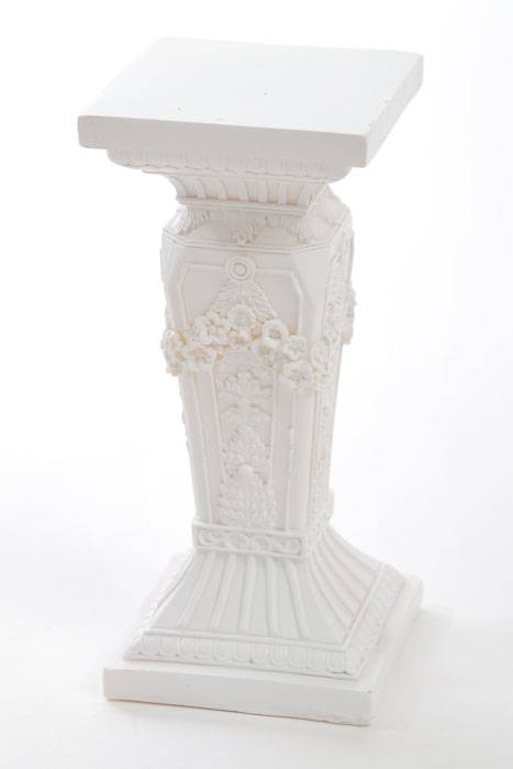 7" Square Pillar W/flowers White