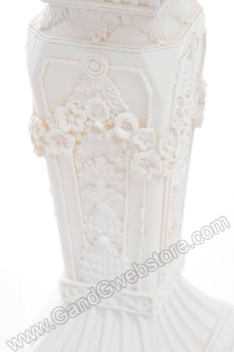 7" Square Pillar W/flowers White
