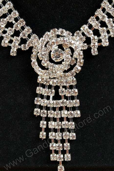 Rhinestone Crystal Jewelry Set Silver