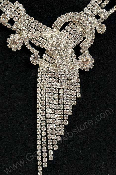 Crystal Rhinestone Necklace &amp; Earrings Set Silver