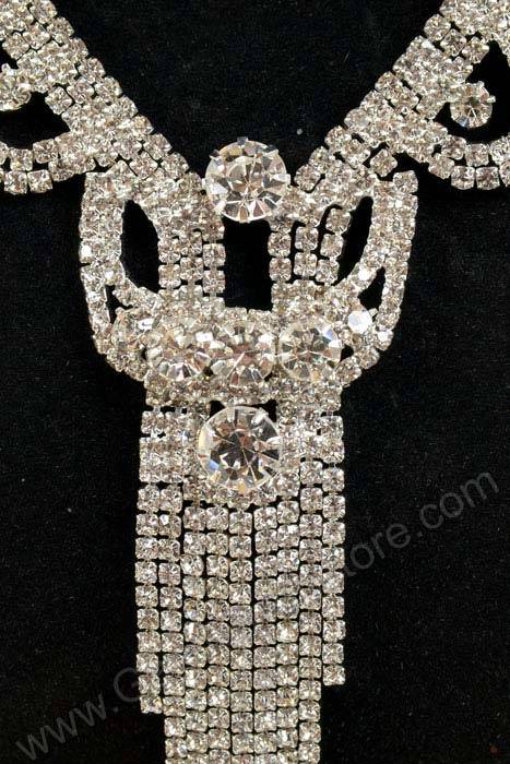 Rhinestone Necklace &amp; Earrings Set Silver