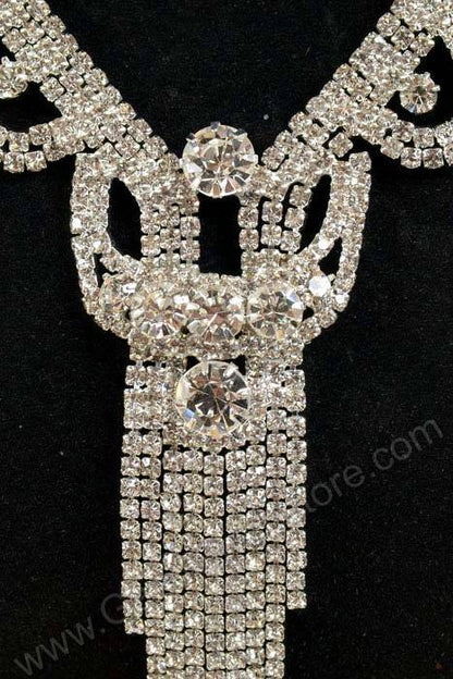 Rhinestone Necklace &amp; Earrings Set Silver