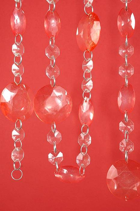 72" Acrylic Disc/bead Garland Peach Ea