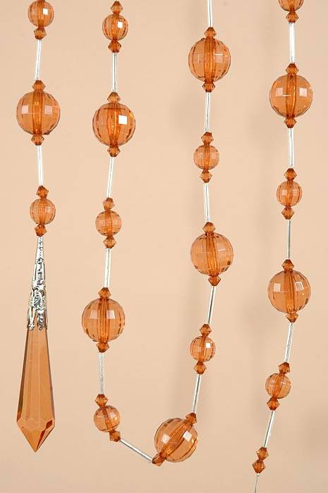 72" Acrylic Round Facted Bead Garland Brown Ea