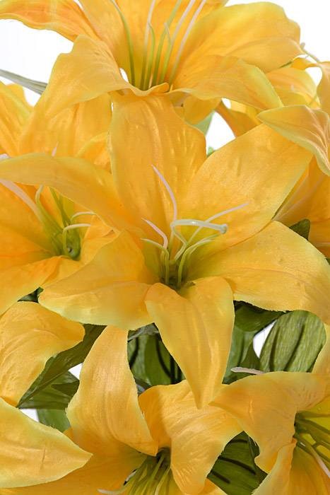 18" Silk Tiger Lily Bush X11 Yellow/green