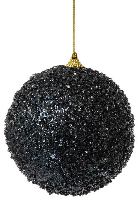 120mm Glitter Ball Ornament Dark Black (Bx/4)