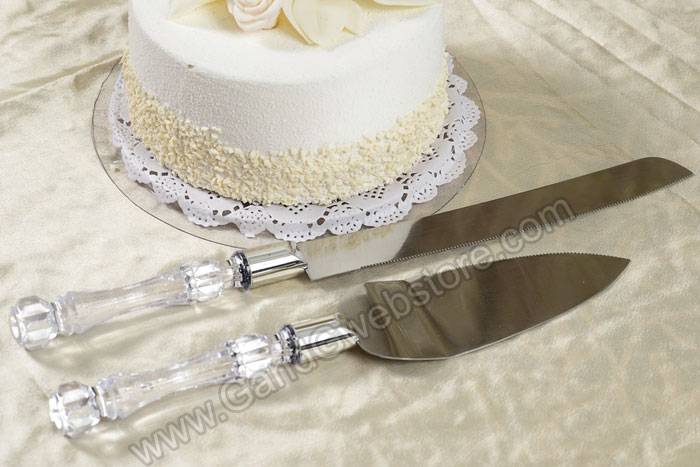 Cake Knife Set W/acrylic Handle Clear