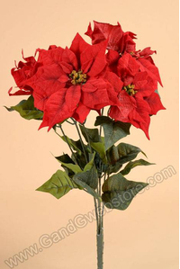 22" VELVET POINSETTIA BUSH RED