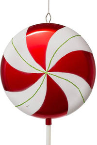 42" LOLLIPOP CANDY W/GLITTER RED/WHITE