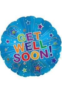 17" FOIL BALLOON "GET WELL SOON" SILVER BURST PKG/10