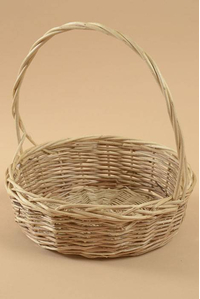 13.5" X 14" ROUND WILLOW BASKET W/HANDLE NATURAL