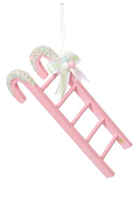 12" DECORATIVE CANDY CANE LADDER ORNAMENT PINK