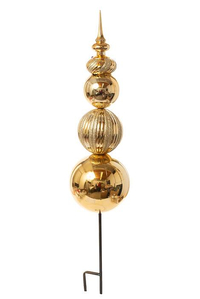 36" LARGE BALL STACK SHINY/GLITTER FINIAL STAKE GOLD