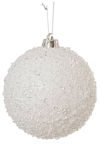 6" ICED BALL ORNAMENT WHITE