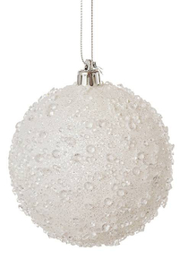 8" ICED BALL ORNAMENT WHITE