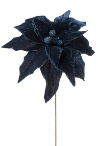 26" DELUXE VELVET LARGE POINSETTIA MIDNIGHT BLUE