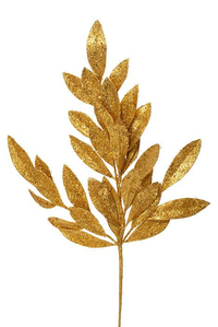 20.5" GLITTER BAYLEAF SPRAY (PKG-3) GOLD