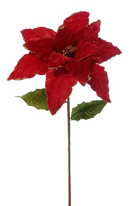 23" POINSETTIA VELVET SPRAY RED