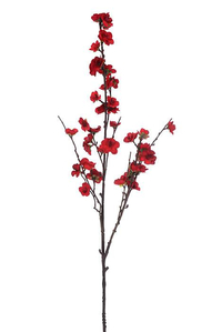 30" SILK VELVET PLUM BLOSSOM SPRAY RED