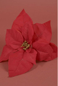 11" VELVET POINSETTIA PICK (PKG/4) RED