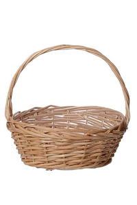 17" X 17.5" ROUND WILLOW BASKET W/HANDLE NATURAL