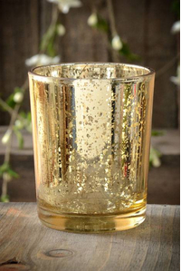 2.5" MERCURY GLASS VOTIVE HOLDER GOLD PKG/6