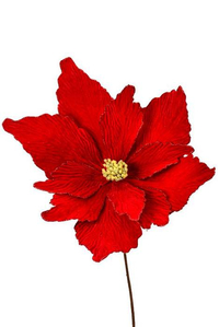 36" SUPER VELVET GLITTER EDGE POINSETTIA RED