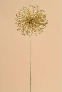 23" GLITTER FLOWER BALL SPRAY GOLD