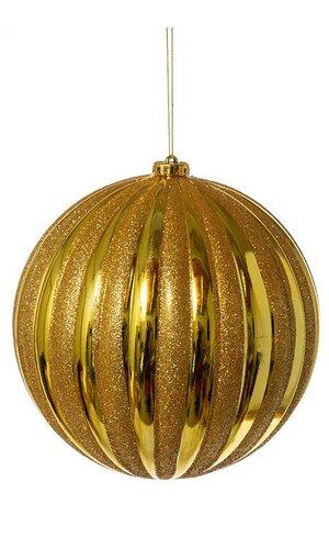 200MM SHINY PUMPKIN BALL W/GLITTER GOLD