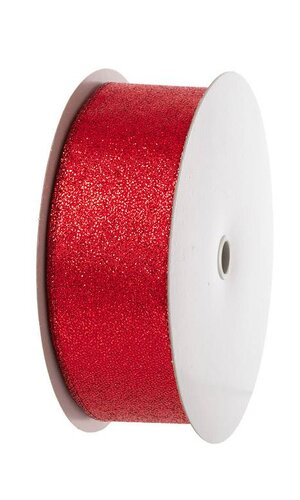 2.5" x 50YDS WIRED RED GLITTERED SATIN