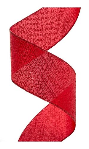 2.5" x 50YDS WIRED RED GLITTERED SATIN