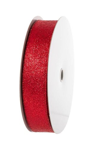 1.5" x 50YDS WIRED RED GLITTERED SATIN